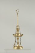 A BRASS STANDING OIL LAMP. 12ins high.