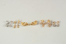 FIVE PAIRS OF 18CT GOLD DIAMOND SET EARRINGS