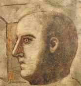 Manner of Elisabeth Frink, a head study of a man, oil on board, 11.25