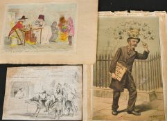 After James Gillray, Four hand coloured caricatures and two others by different hands, around 13