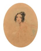 English School, early 19th Century, a study of a young lady with ringlets, watercolour, 8.5