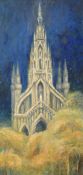 Patricia Tucker, 'Scott Memorial, Edinburgh', oil on panel, inscribed verso on label, 18.5