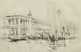 William Walcott, A view of Venice with gondolas, etching, signed in pencil, 4.25