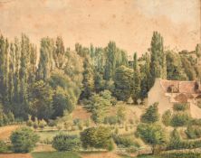 A group of mostly 19th Century Continental watercolours and drawings, the largest 9