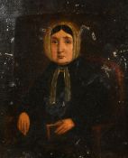 19th Century Continental School, portrait of a lady holding a book, oil on canvas, 15