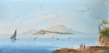 Neapolitan School, late 19th Century, a view of the island of Ischia from the bay of Naples,