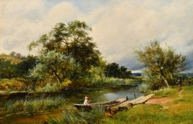 David Bates (1840-1921), 'By-Ways in Shakespeare's Country, at Welford', oil on canvas, signed and