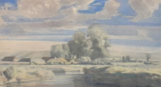 William Thomas Wood (1878-1958), 'Stoke on the River Arun', watercolour, signed and dated 1930, 7.
