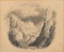 19th Century pencil drawing of Howth Lighthouse, near Dublin, 5.5