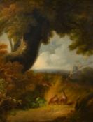 Circle of Armfield, 19th Century, gamebirds sitting in the shade of a tree, oil on oak panel,