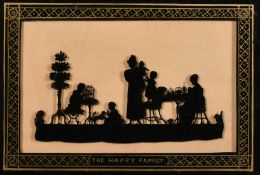 19th Century silhouette painting, 'The Happy Family', 6.25