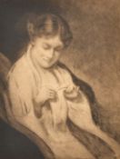 Robert Weir Allan (1852-1942) a study of a lady knitting, etching signed in pencil, plate size 9