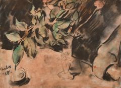 Forbes (20th Century) A still life of flowers and a vase, wash and pastel, signed and dated '58, 7.