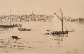 Eugene Bejot (1867-1931), 'St Servan l'Anse des Sablons', etching, signed in pencil, plate size 6.5