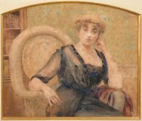 I.L Blanchot (early 20th Century), A lovely picture of an elegant lady seated in a cane chair,
