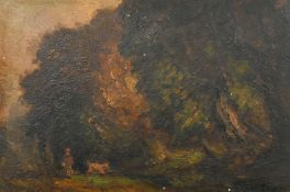 Circa 1900 English School, a scene of a figure in a landscape with a similar scene verso,