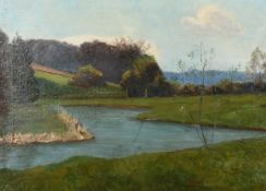 English School, Circa 1900, a river landscape, oil on canvas, 18