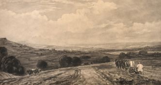 Frank Short (1857-1945), 'Wensley Dale' from the painting by Peter de Wint, mezzotint, plate size 8