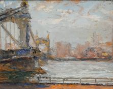 Pietro Sansalvadore (1892-1955), 'Hammersmith Bridge', oil on board, 3