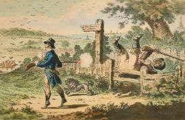 After James Gillray, Cockney Sportsmen, Plates 1 - 4, probably from the Bohn edition, mid-19th