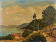 L. Sicardi (Continental School, Circa 1953), a coastal landscape, oil on board, signed, 16.5