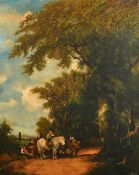 G. L. Snook after Shayer, wayfarers gathered in the New Forest, oil on canvas, signed, 44