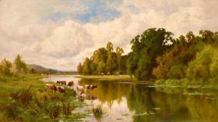 Henry Hillier Parker (1858-1930), 'Henley River in Rural England', oil on canvas, signed, 24