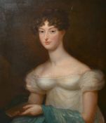19th Century School, a portrait of a seated lady holding a book, thought to be Ann Philips (1798-