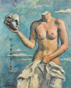 Schneider, 20th Century, 'Pigmalio', a classical statue, oil on canvas, signed, 24
