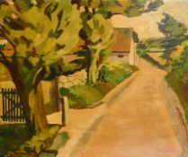 J. Jorgenson, 20th Scandinavian School, a view along a village road, oil on board, signed 22