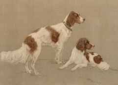 Hugh Cameron Rose (1909-1937), a study of two dogs, charcoal and pastel, signed, 12.25