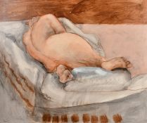 A sleeping nude, mixed media on paper, 24.75