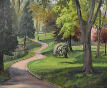 Brenda Johnstone (20th Century), 'Ewell Court in Spring', oil on board, signed, 17.75