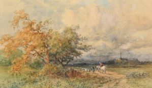 F.W. Hattersley (1859-1942) British, 'Bakewell Church, Derbyshire', a landscape with a shepherd