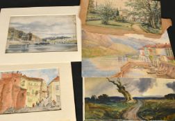 A quantity of 19th and 20th Century watercolours, mainly landscapes, some signed and inscribed,