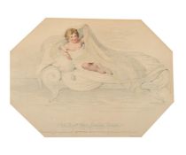 Attributed to William Douglas, a partially coloured stipple engraving of Miss Henriette Duncan, 9