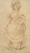 T. Rowlandson, Circa 1800, a gregarious lady in a hat, ink and wash, signed, 7.75