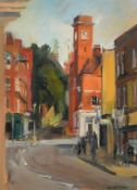 David Carr (1944-2009), Hampstead High Street, oil on board, signed, 9