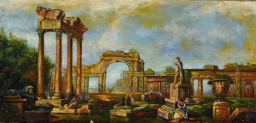 Italian views of ruins, oils on canvas, 10