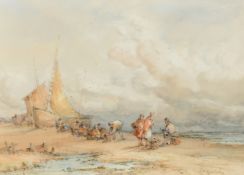 F.W. Hattersley (1859-1942) British, A pair of beach scenes with figures, 'Snettisham Beach, Norfolk