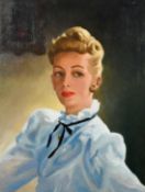Mid-20th Century British School, a head and shoulders portrait of a lady, oil on canvas, 20