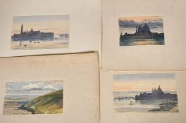 Circle of William Callow, nine watercolours, views including Venice, river scenes and landscapes,