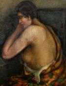 Early 20th Century French School, study of a female figure, oil on board, indistinctly signed, 23