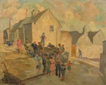 Arminell Morshead (1889-1966), 'Chy-an-Chy Corner St Ives', oil on canvas, exhibition label verso,