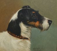 W. H. Wheeler (late 19th Century), a head study of a terrier, oil on board, signed, 8.5