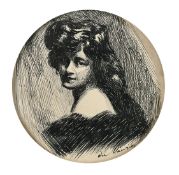 George Louis Palmella Busson du Maurier (1834-1896) French, Portrait of a woman, pen and ink,
