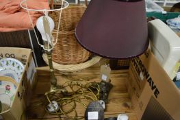 Two brass table lamps.