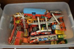 Three boxes of die-cast toys etc.