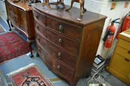 A 19th century mahogany bow front chest of drawers.