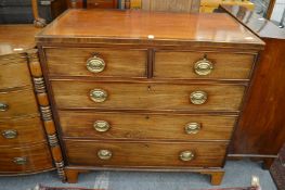 A George III mahogany straight front chest of drawers on bracket feet.